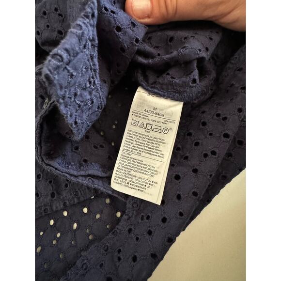 Banana Republic Dillon‎ Shirt Women's Size Medium Navy Cutout - Picture 8 of 8